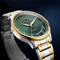 Titan Green Dial Two Toned Stainless Steel Strap Analog with Date Watch For Women