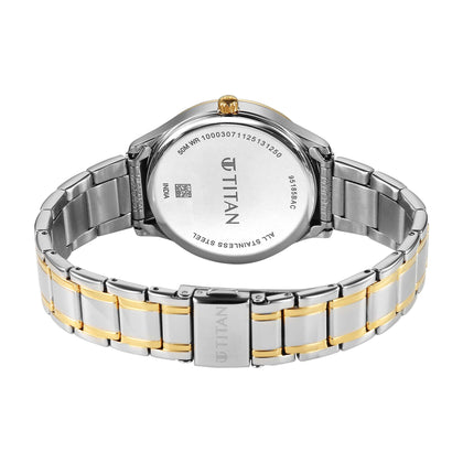 Titan Green Dial Two Toned Stainless Steel Strap Analog with Date Watch For Women
