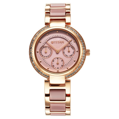 Titan Acetate GlAm Mother Of Pearl Multi Hybrid Strap watch for Women