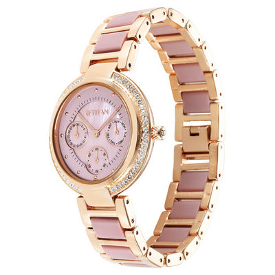 Titan Acetate GlAm Mother Of Pearl Multi Hybrid Strap watch for Women