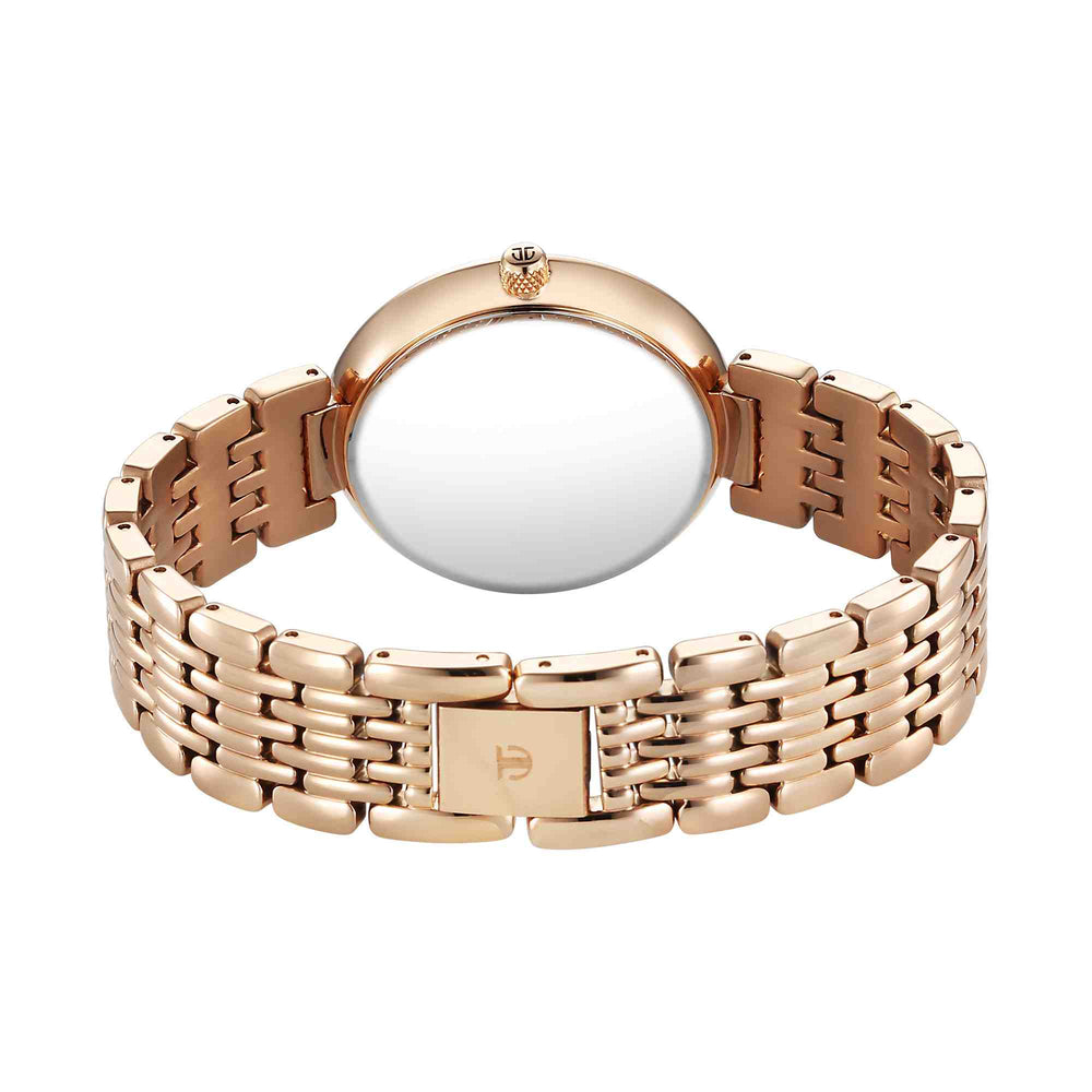 Titan Pink Dial Rose Gold Metal Strap Analog Quartz Watch for Women