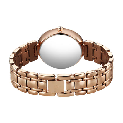 Titan Off White Dial Rose Gold Metal Strap Analog Quartz Watch for Women