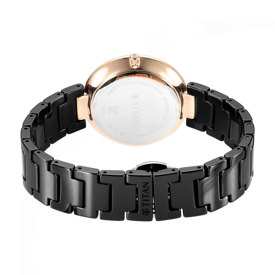 Titan Purple Ceramics Black Dial Analog Ceramic Strap watch for Women