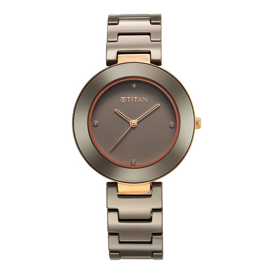 Titan Ceramics Quartz Analog Brown Dial  Watch for Women