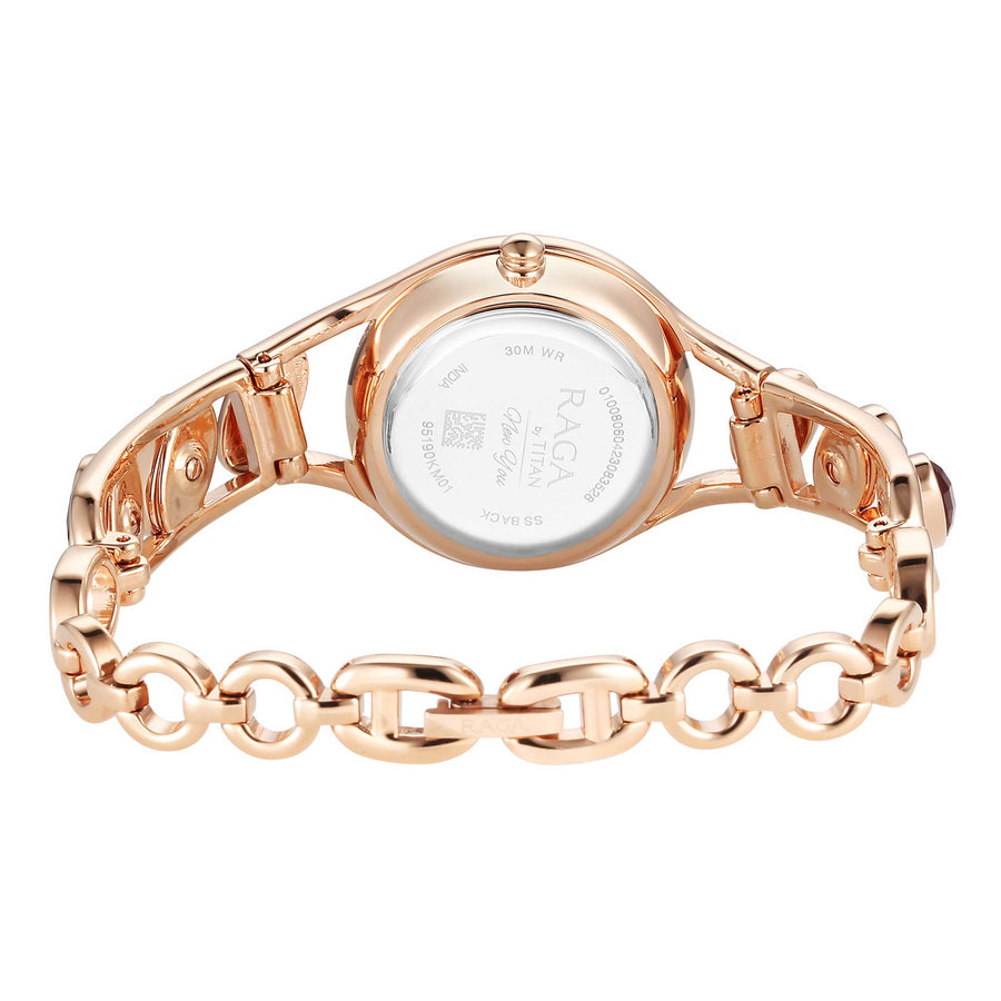 Titan Raga Mother of Pearl Dial Two Toned Metal Strap Analog Quartz Watch for Women