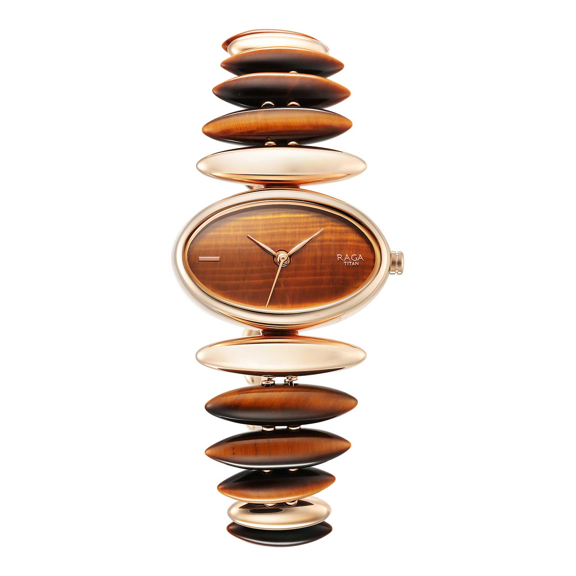 Titan Raga Brown Dial Two Toned Hybrid Strap Analog Watch for Women