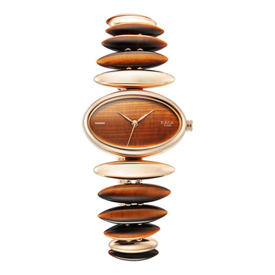 Titan Raga Brown Dial Two Toned Hybrid Strap Analog Watch for Women