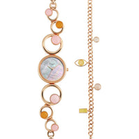 Titan Raga Mother Of Pearl Dial Rose Gold Metal Strap Analog Watch for Women
