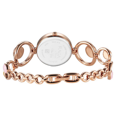 Titan Raga Mother Of Pearl Dial Rose Gold Metal Strap Analog Watch for Women