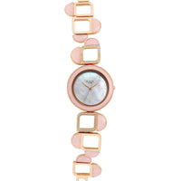 Titan Raga Mother Of Pearl Dial Rose Gold Metal Strap Analog Watch for Women