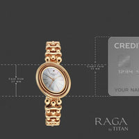 Titan Raga Glimmers Quartz Analog Mother of Pearl Dial Rose Gold Metal Strap Watch For Women