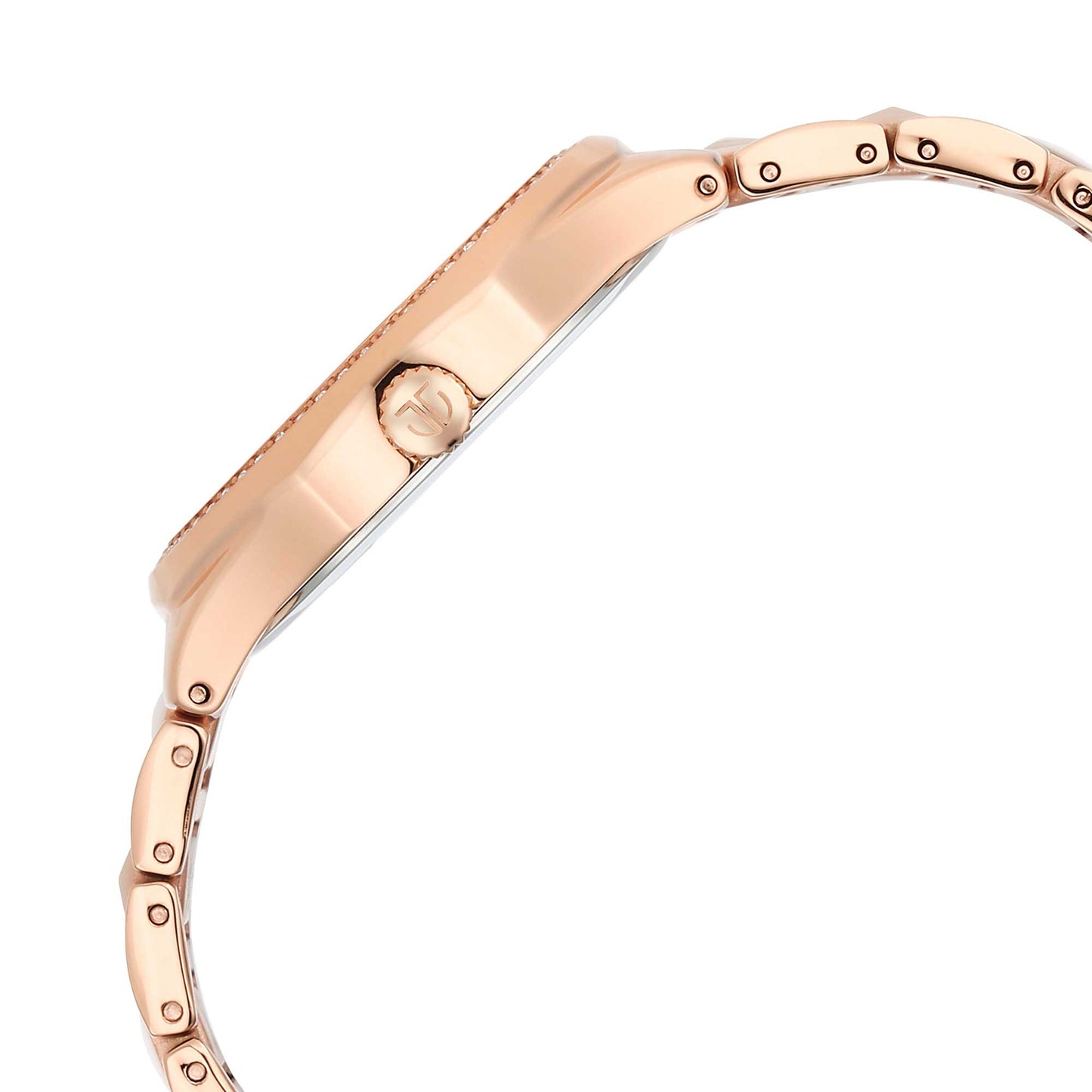 Titan Purple Glitz Rose Gold Dial Analog Stainless Steel Strap Watch for Women