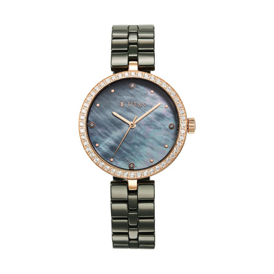 Titan Mother of Pearl Dial Green Ceramic Strap Analog Watch for Women