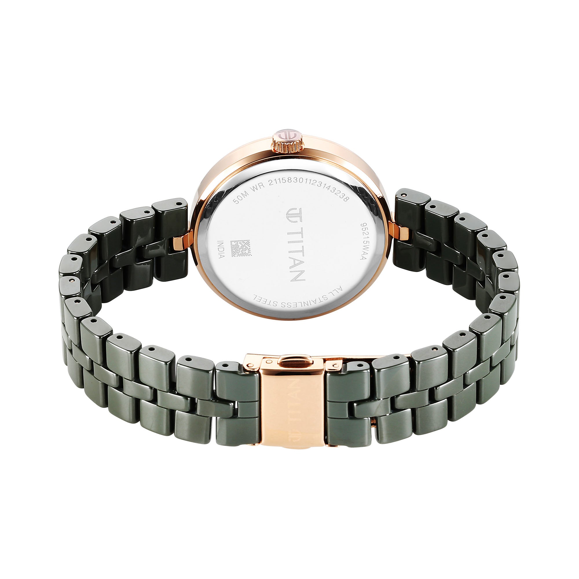 Titan Mother of Pearl Dial Green Ceramic Strap Analog Watch for Women
