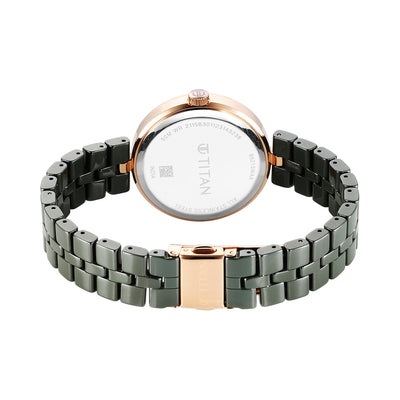 Titan Mother of Pearl Dial Green Ceramic Strap Analog Watch for Women