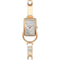 Titan Raga Mother of Pearl Rectangular Dial Rose Gold Metal Strap Analog Quartz Watch for Women