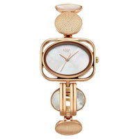 Titan Raga Mother Of Pearl Rectangle Dial Rose Gold Metal Strap Analog Watch for Women