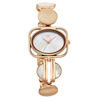 Titan Raga Mother Of Pearl Rectangle Dial Rose Gold Metal Strap Analog Watch for Women
