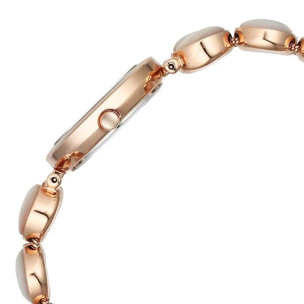 Titan Raga White Mother of Pearl Dial Rose Gold Metal Strap Analog Quartz Watch for Women