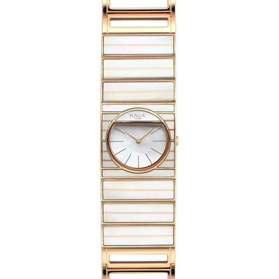 Titan Raga Mother of Pearl Dial Rose Gold Metal Strap Analog Quartz Watch for Women