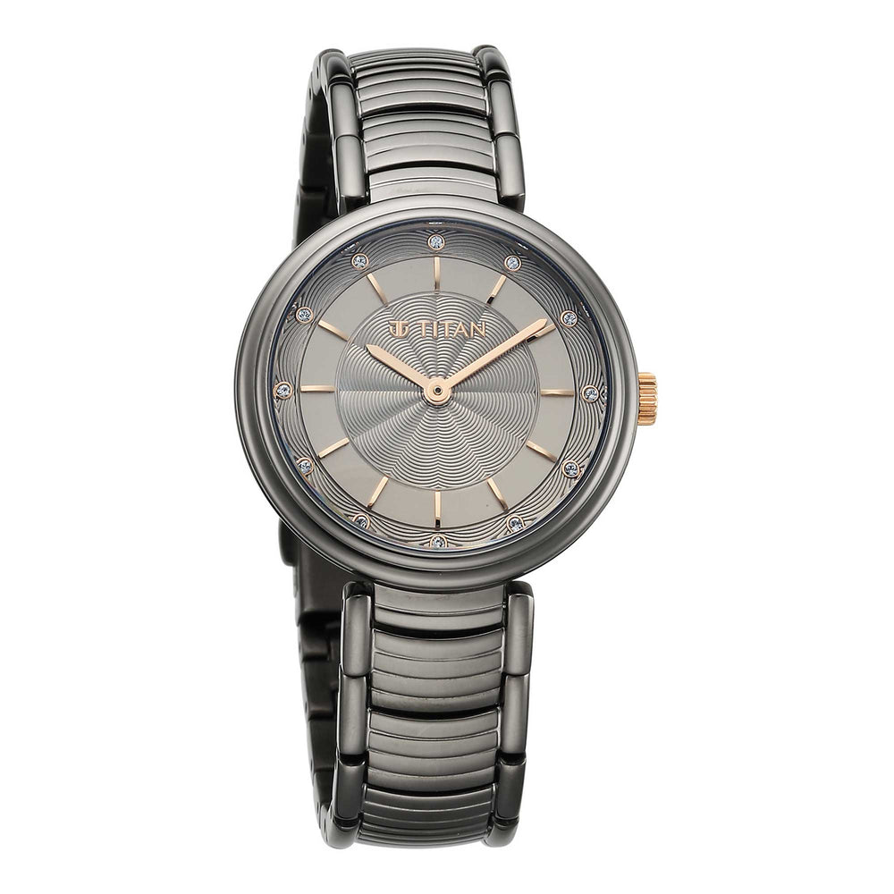 Titan Grey Dial Stainless Steel Strap Analog Watch for Women