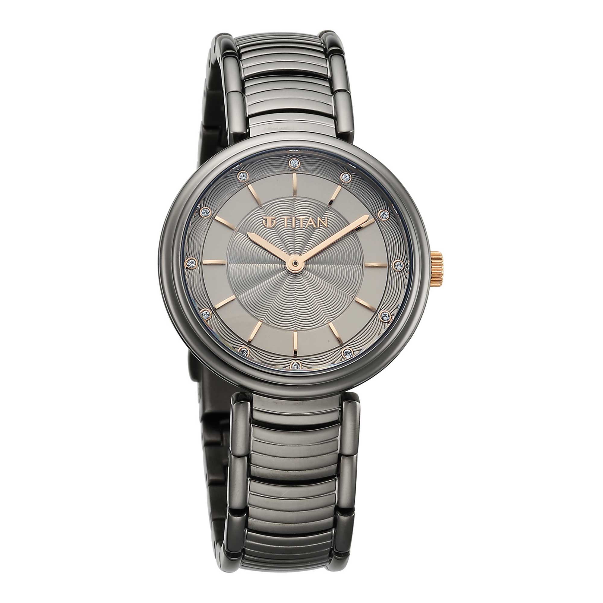 Titan Grey Dial Stainless Steel Strap Analog Watch for Women