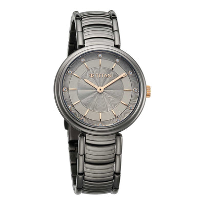 Titan Grey Dial Stainless Steel Strap Analog Watch for Women