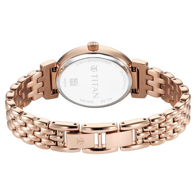 Titan Aura Quartz Analog Rose Gold Dial Rose Gold Stainless Steel Strap Watch for Women
