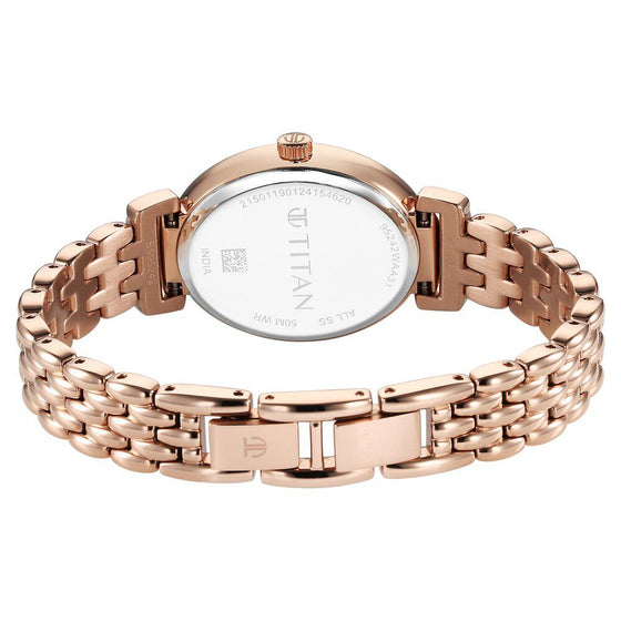 Titan Aura Quartz Analog Rose Gold Dial Rose Gold Stainless Steel Strap Watch for Women