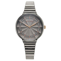 Titan Aura Quartz Analog Grey Dial Stainless Steel Strap Watch for Women