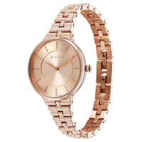 Titan Champagne Dial Rose Gold Stainless Steel Strap Analog Watch for Women
