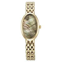 Titan Mother Of Pearl Oval Dial Gold Stainless Steel Strap Analog Watch for Women