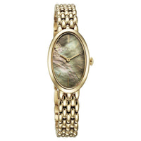 Titan Mother Of Pearl Oval Dial Gold Stainless Steel Strap Analog Watch for Women