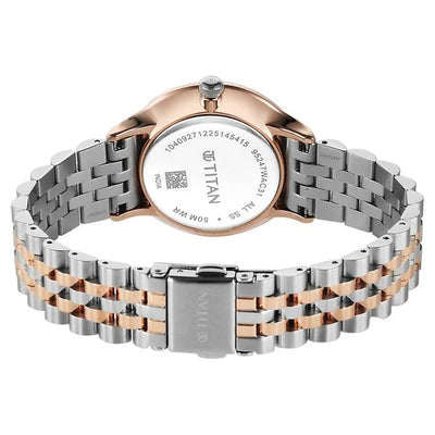 Titan Fashion Brown Dial Two Toned Stainless Steel Analog with Date Watch for Women