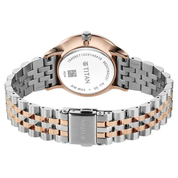 Titan Fashion Brown Dial Two Toned Stainless Steel Analog with Date Watch for Women