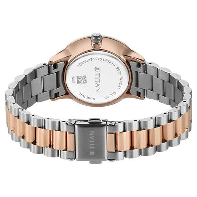 Titan Fashion White Dial Two Toned Stainless Steel Analog with Date Watch for Women