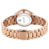 Titan Fashion White Dial Rose Gold Stainless Steel Analog with Date Watch for Women