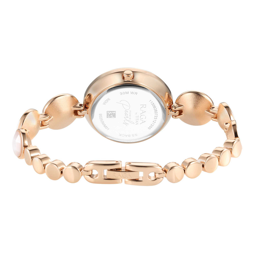 Titan Raga Power Pearls Quartz Alog Mother Of Pearl Dial Metal Strap Watch for Women