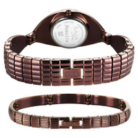 Titan Raga Memoirs Quartz Analog Mother Of Pearl Dial With Brown Metal Strap Watch For Women