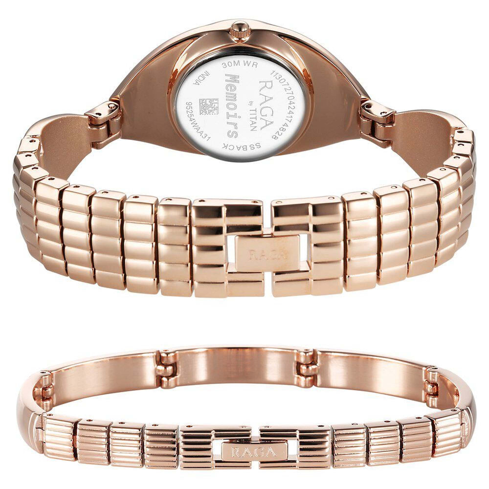 Titan Raga Memoirs Quartz Analog Rose Gold Dial With Rose Gold Metal Strap Watch For Women