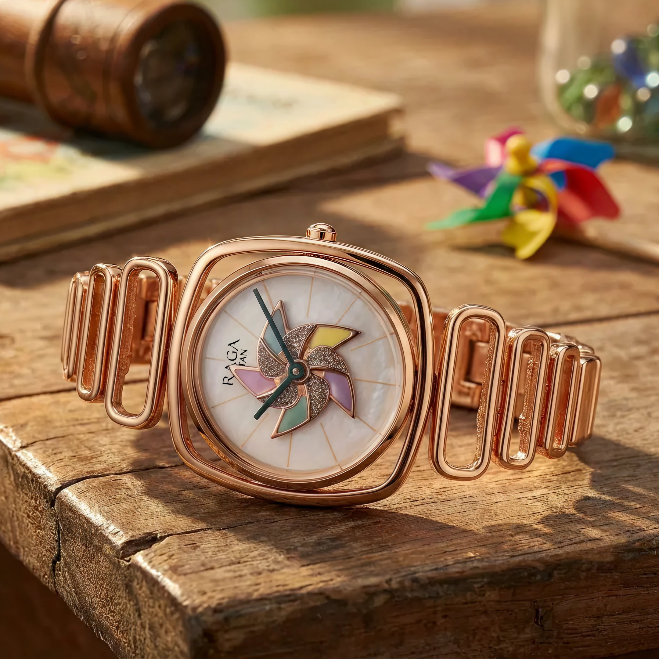 Titan Raga Memoirs Mother of Pearl Dial Rose Gold Metal Strap Analog Watch for Women