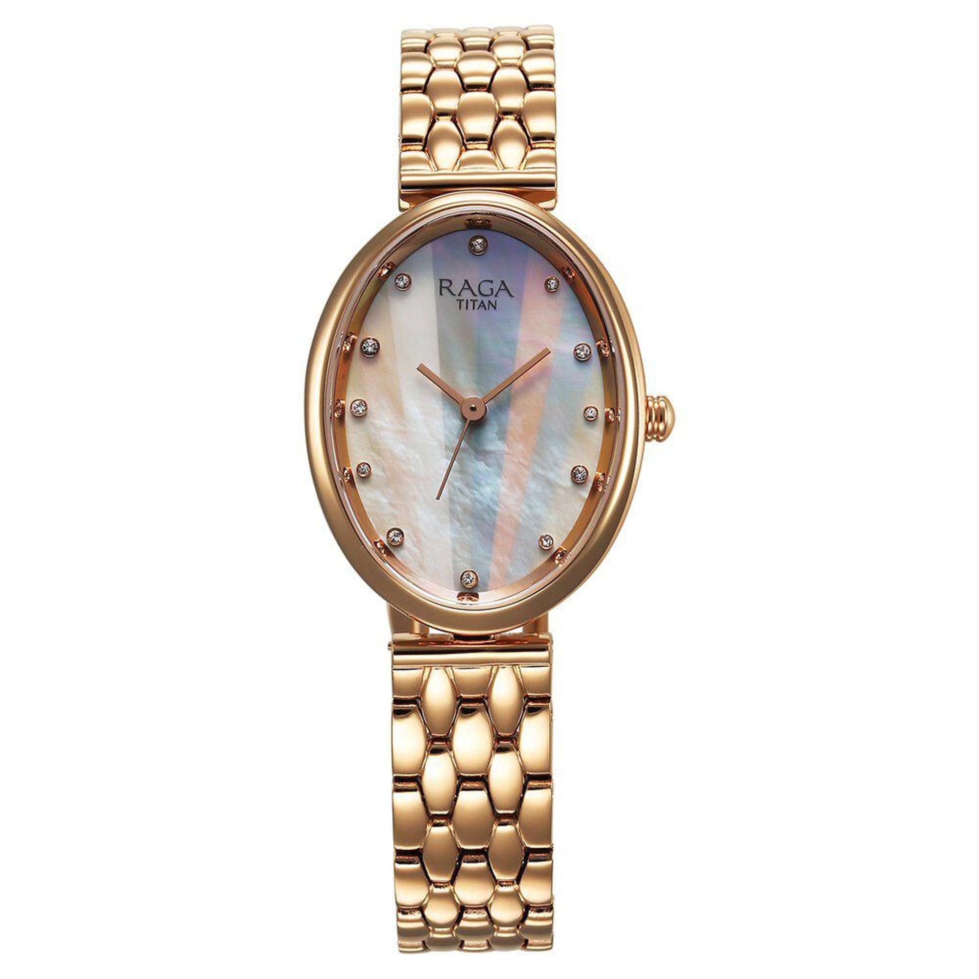 Titan Raga Memoirs Quartz Analog Rose Gold Metal Strap Watch For Women