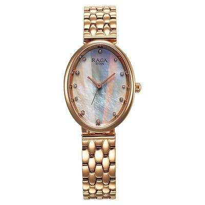Titan Raga Memoirs Quartz Analog Rose Gold Metal Strap Watch For Women
