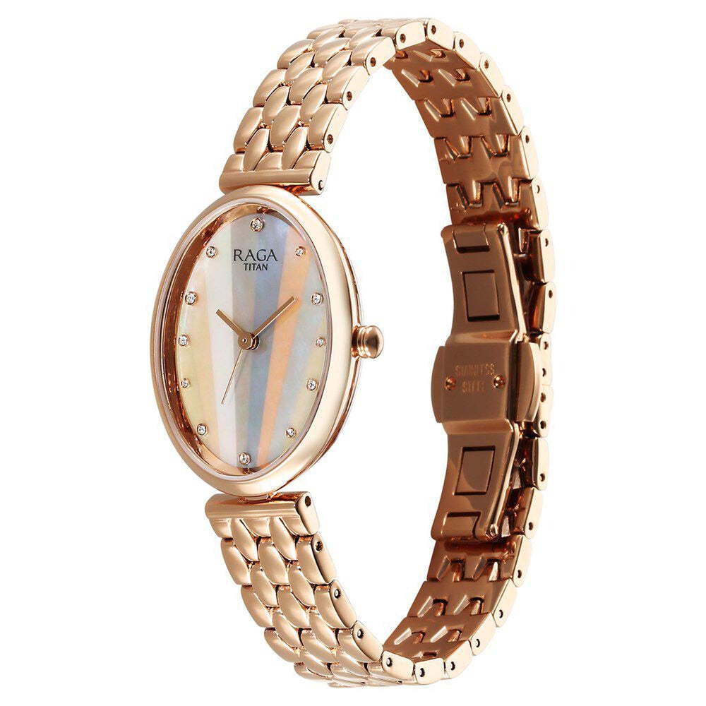 Titan Raga Memoirs Quartz Analog Rose Gold Metal Strap Watch For Women