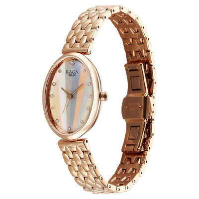 Titan Raga Memoirs Quartz Analog Rose Gold Metal Strap Watch For Women