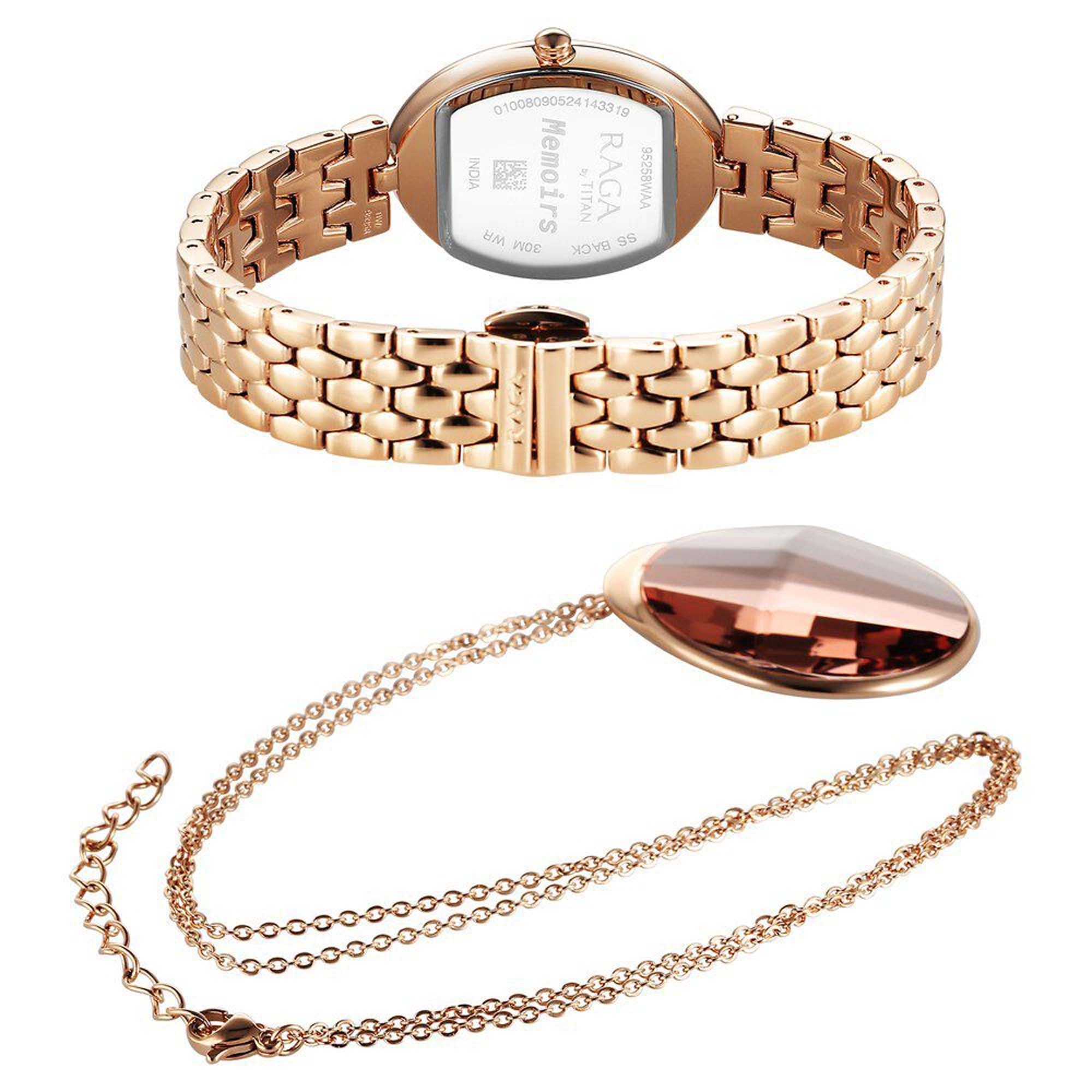 Titan Raga Memoirs Quartz Analog Rose Gold Metal Strap Watch For Women