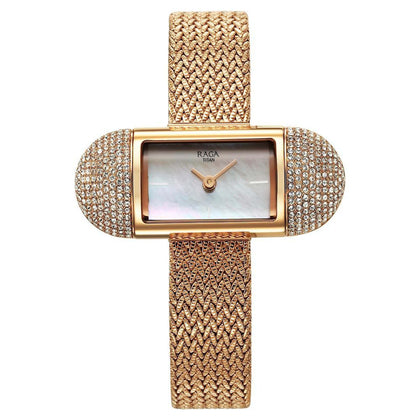 Titan Raga Memoirs Analog Mother Of Pearl Dial With Rose Gold Metal Strap Watch For Women