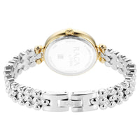 gold and silver women's watch
