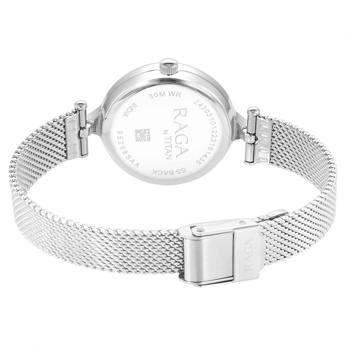 Titan Raga Showstopper Pink Dial Silver Metal Strap Analog Watch for Women