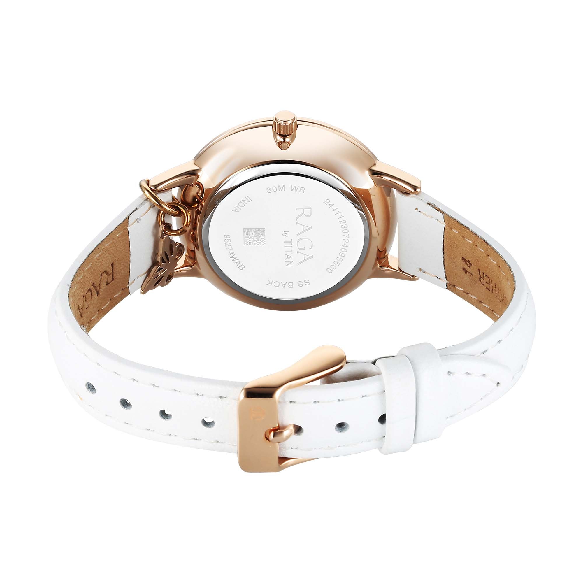 Titan Raga Showstopper Mother of Pearl Dial Leather Strap Analog Watch for Women